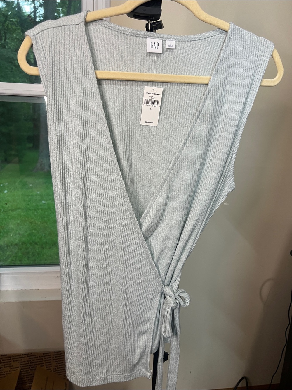 GAP Mint Green Ribbed Wrap Tank with Side Tie location 2002